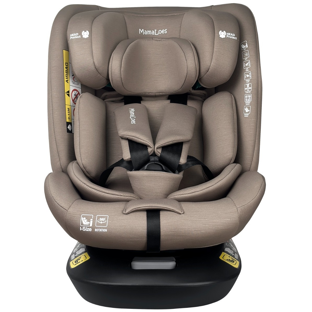 MamaLoes Sef Taupe 40-150 cm 360° i-Size Autostoel