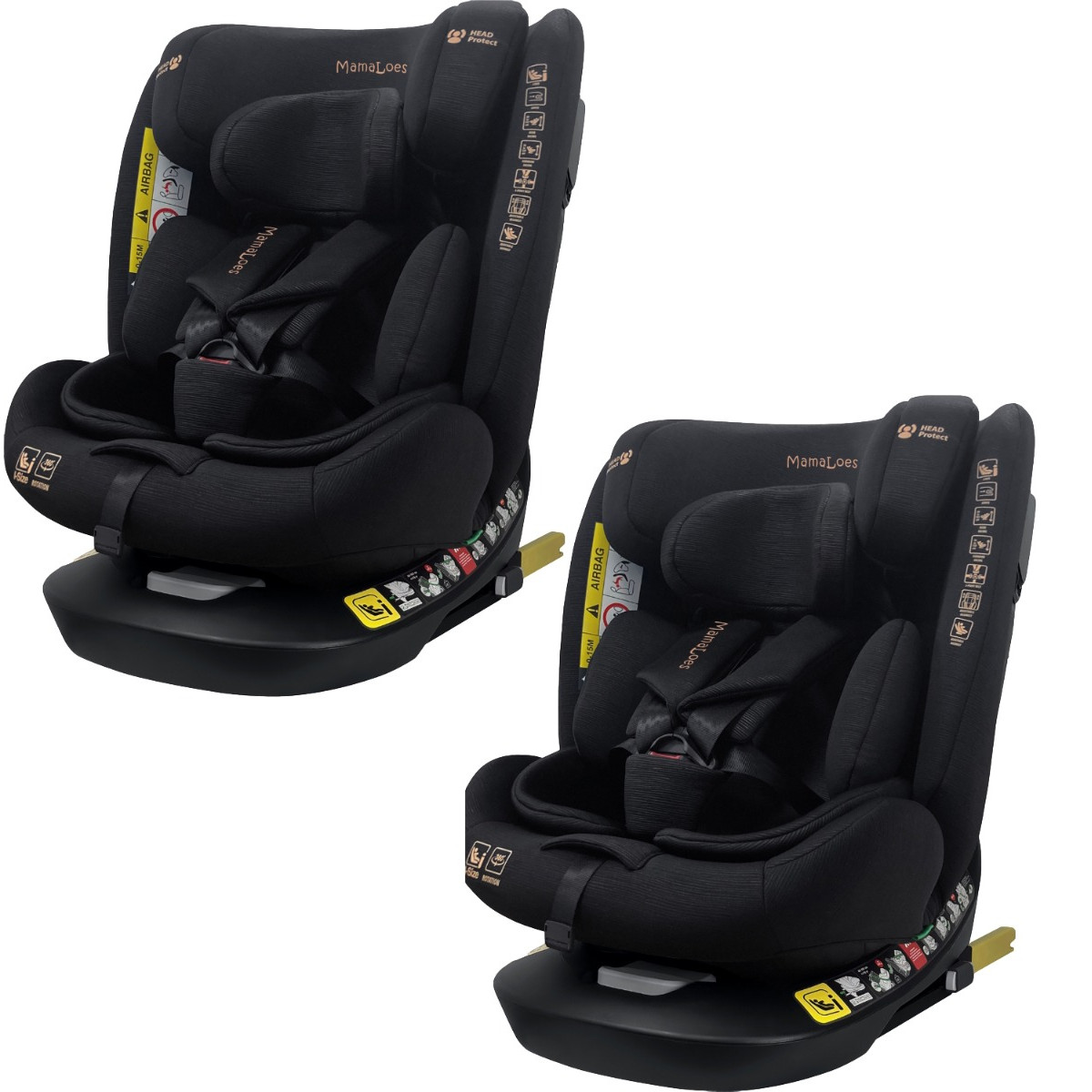 MamaLoes Sef Zwart 40-150 cm 360° i-Size Autostoel – Set van 2