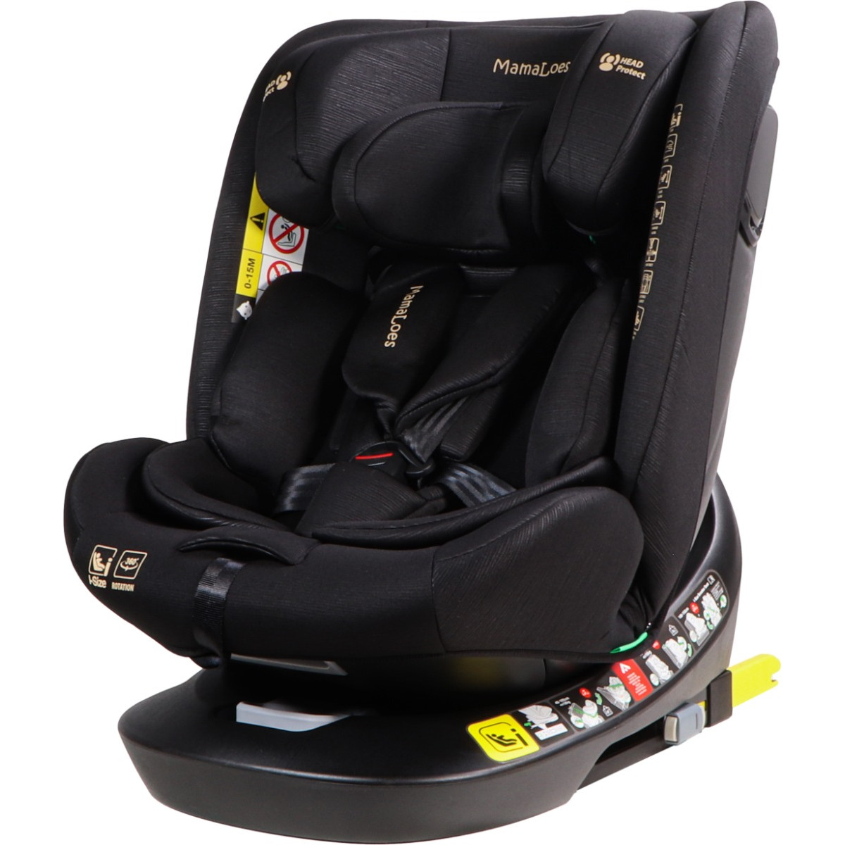 MamaLoes Sef Zwart 40-150 cm 360° i-Size Autostoel