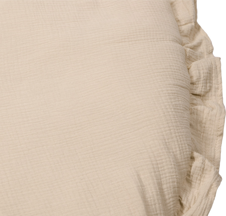 MamaLoes Soft Cotton Ruffle Ecru 90 cm Rond Boxkleed
