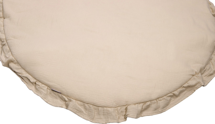 MamaLoes Soft Cotton Ruffle Ecru 90 cm Rond Boxkleed