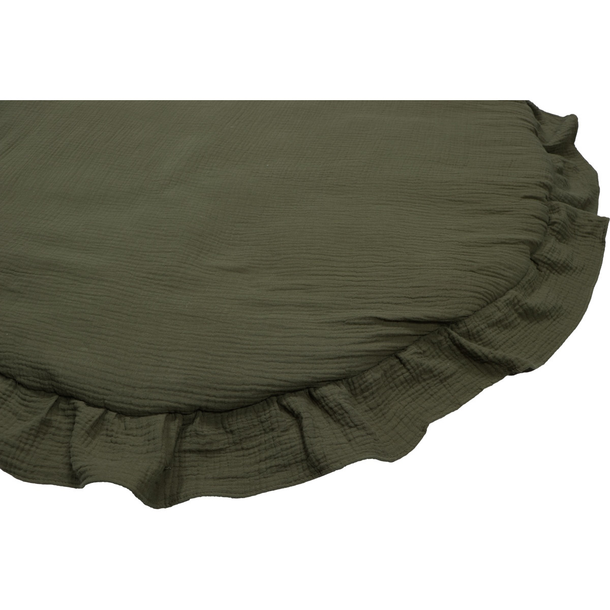 MamaLoes Soft Cotton Ruffle Groen 90 cm Rond Boxkleed