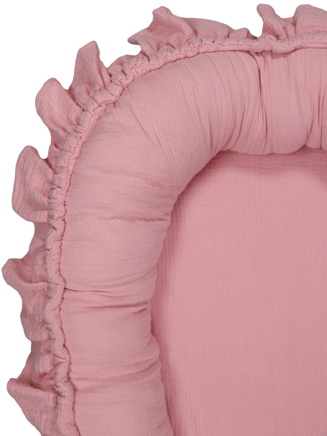 MamaLoes Soft Cotton Ruffle Licht Roze Babynest