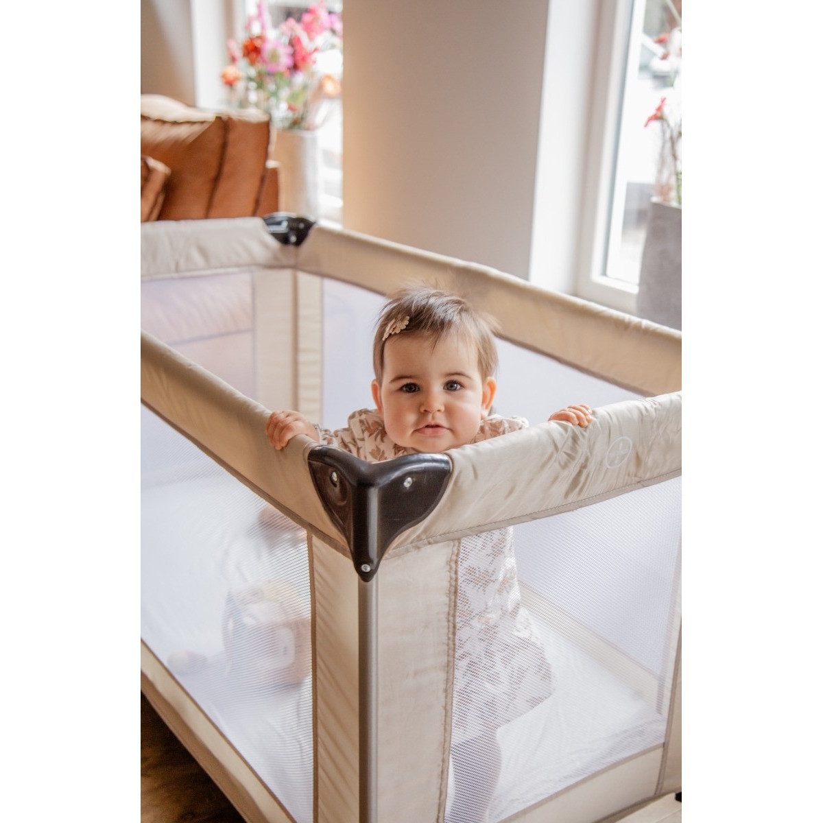 MamaLoes Soof Beige Campingbed + Opvouwbaar Matras in Tas