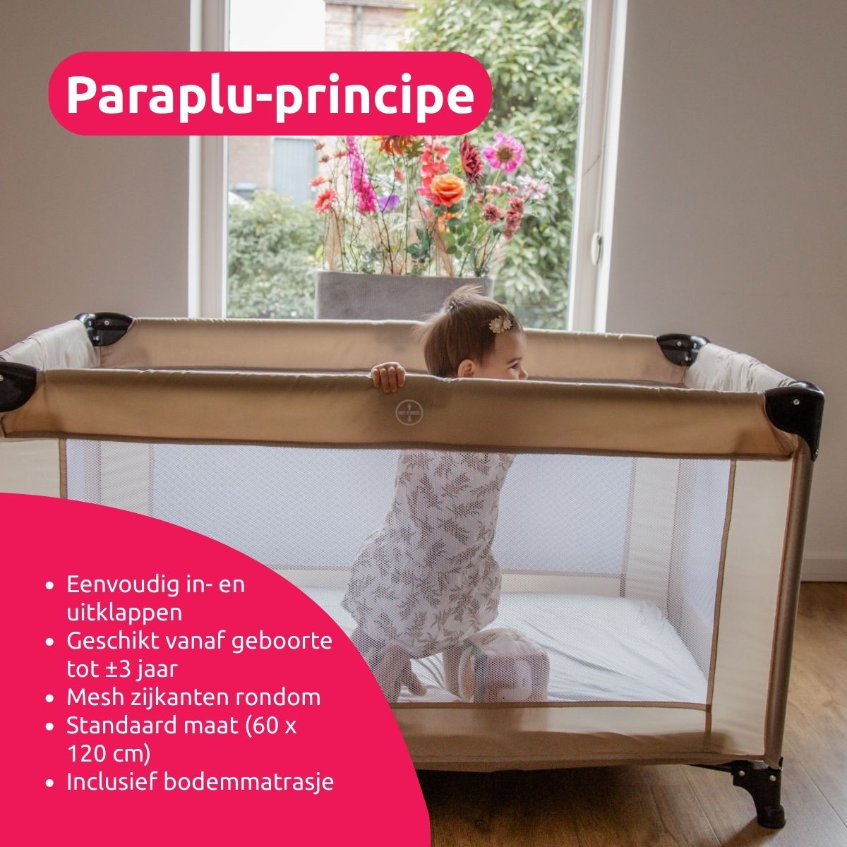 MamaLoes Soof Roze Campingbed