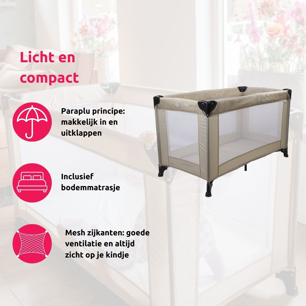 MamaLoes Soof Zwart Campingbed
