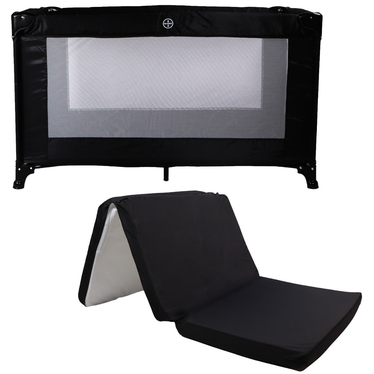 MamaLoes Soof Zwart Campingbed + Opvouwbaar Matras in Tas