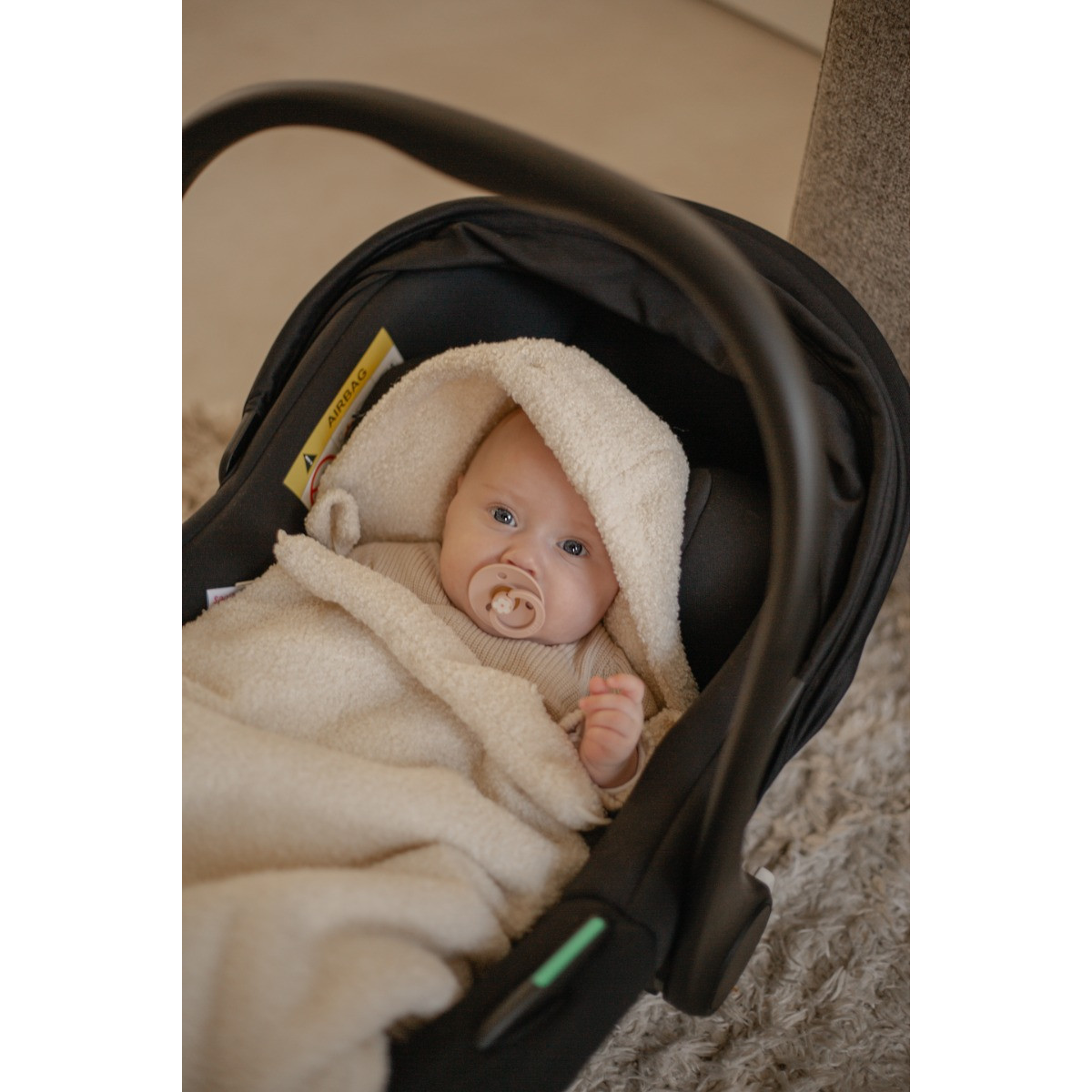 MamaLoes Teddy Boucle Nougat Autostoel Voetenzak