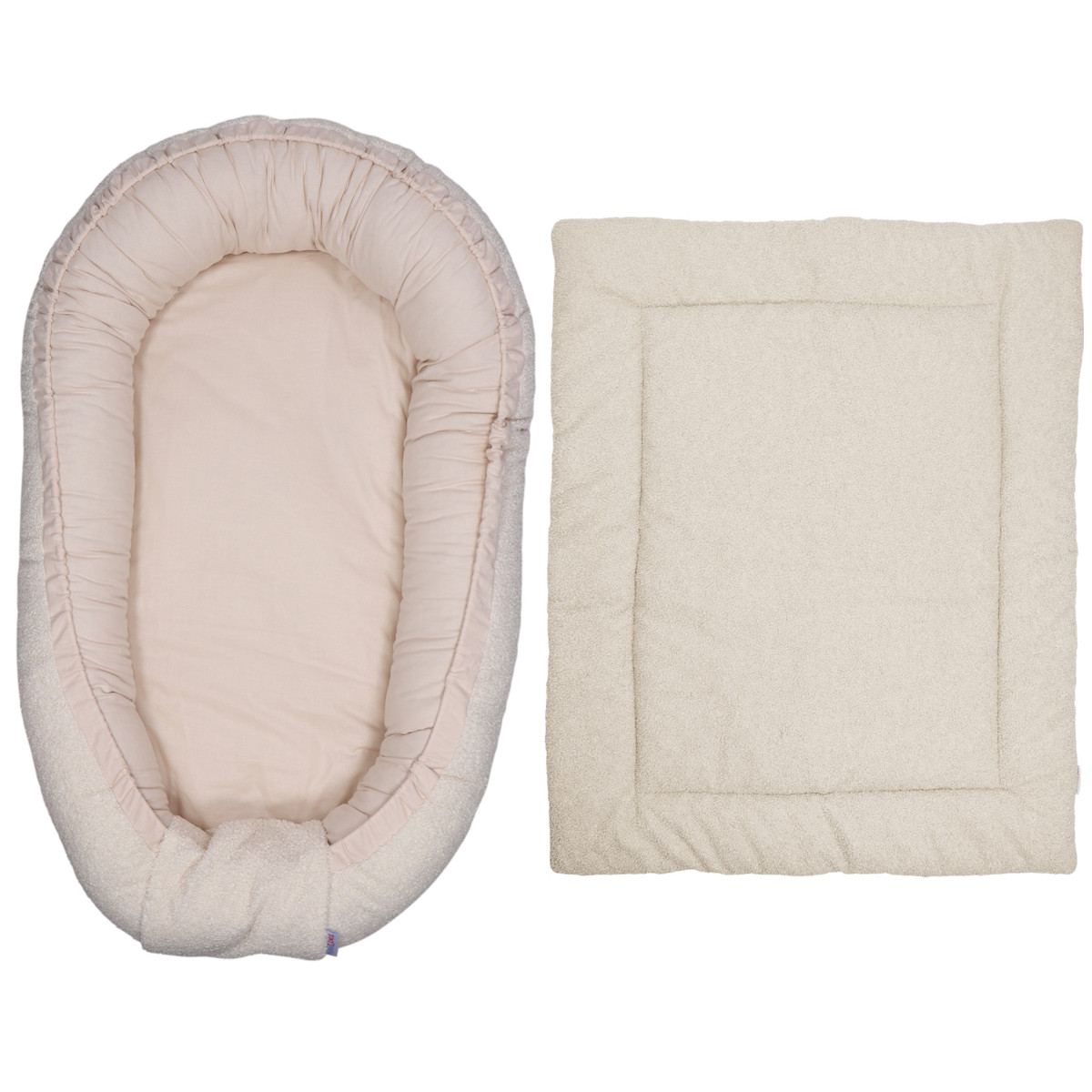 MamaLoes Teddy Boucle Naturel Omkeerbaar Babynest & Omkeerbaar Boxkleed