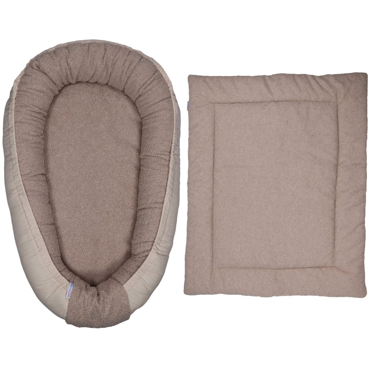MamaLoes Teddy Boucle Nougat Omkeerbaar Babynest & Omkeerbaar Boxkleed