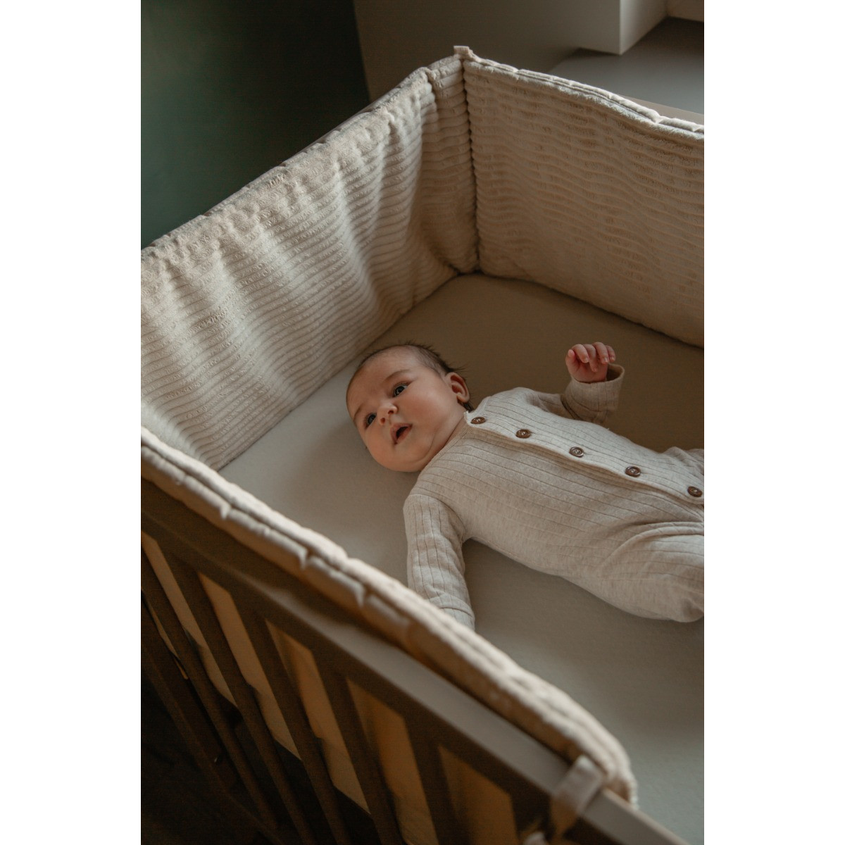 MamaLoes Velours Rib Beige 30 x 180 cm Bedbumper
