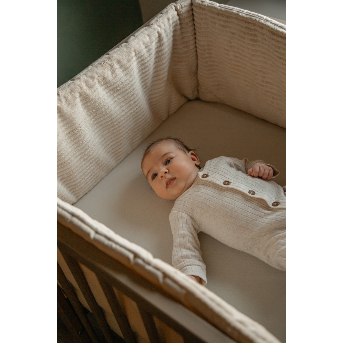 MamaLoes Velours Rib Beige 30 x 180 cm Bedbumper