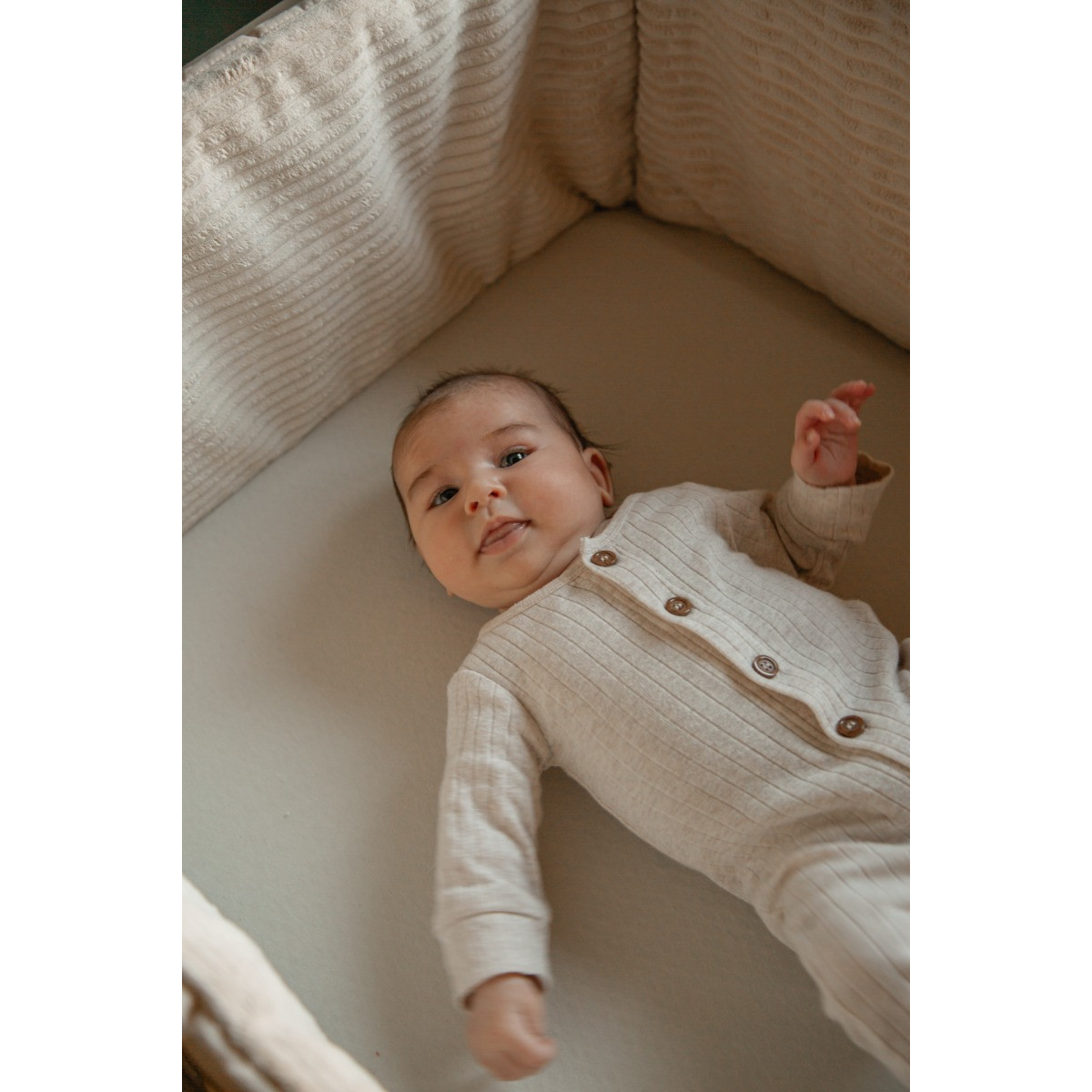 MamaLoes Velours Rib Beige 30 x 180 cm Bedbumper