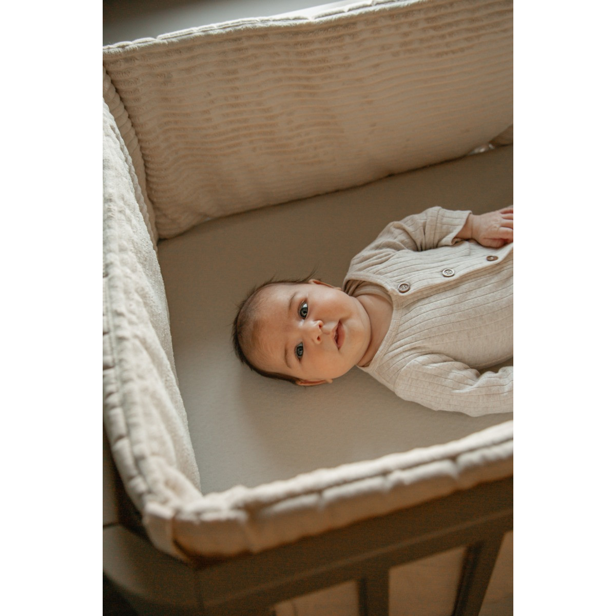 MamaLoes Velours Rib Beige 30 x 180 cm Bedbumper