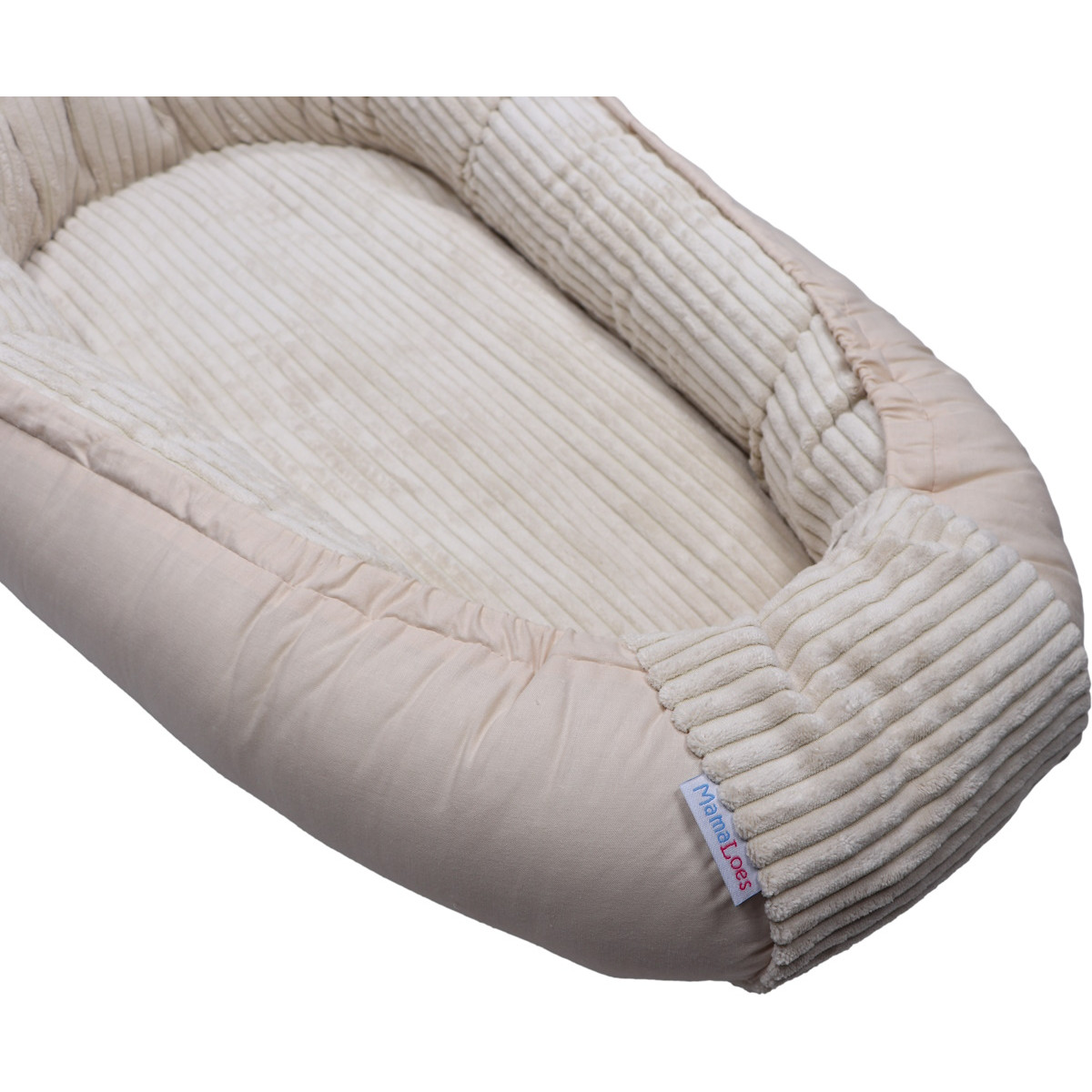 MamaLoes Velours Rib Beige Omkeerbaar Babynest