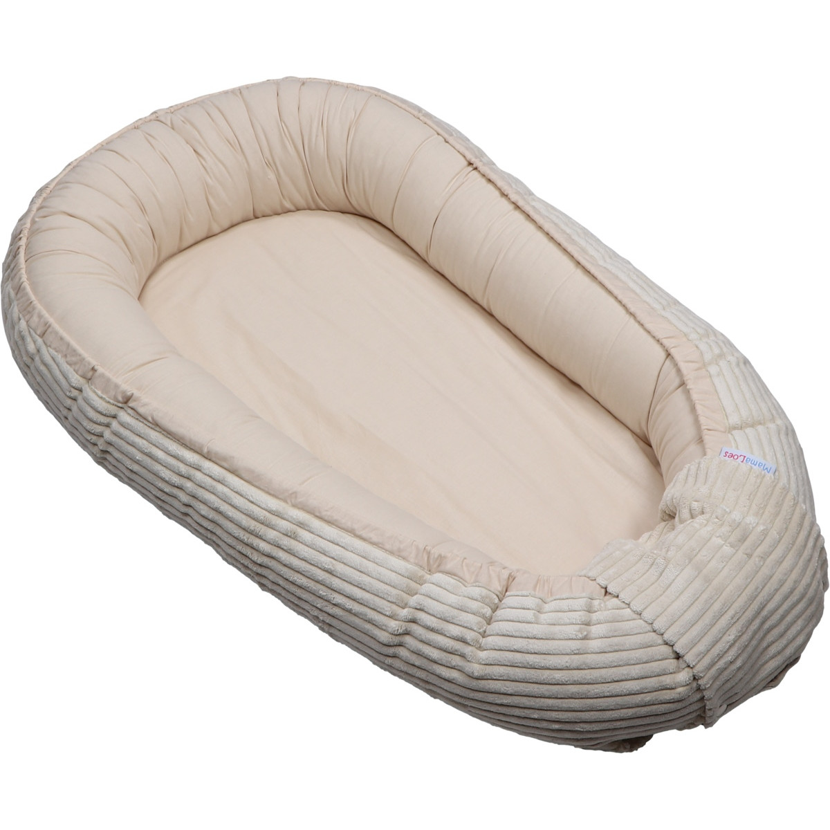 MamaLoes Velours Rib Beige Omkeerbaar Babynest