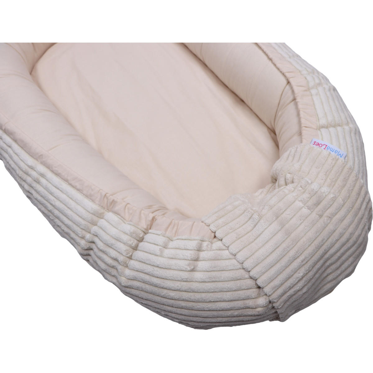 MamaLoes Velours Rib Beige Omkeerbaar Babynest