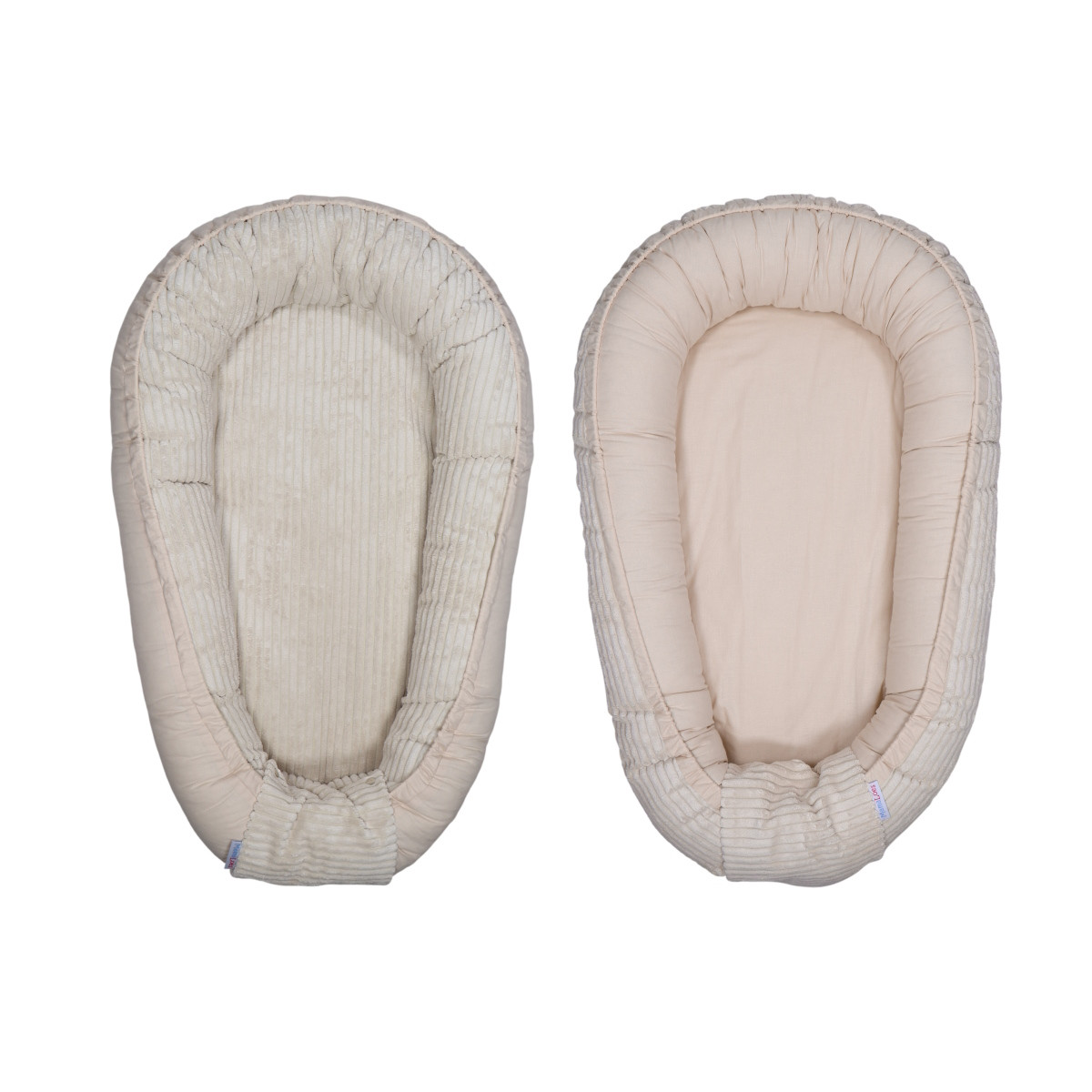 MamaLoes Velours Rib Beige Omkeerbaar Babynest