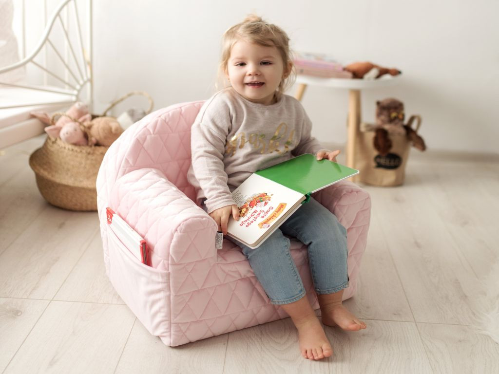 Albero Mio Velvet Roze Kinderfauteuil