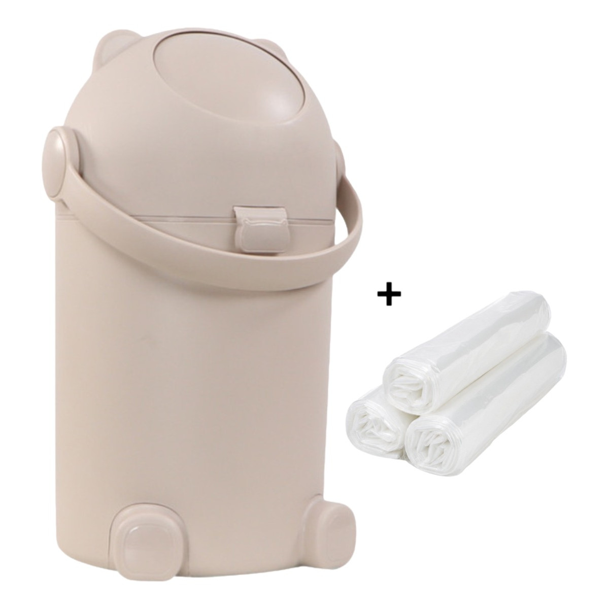 MamaLoes Zand Beige Beer Luieremmer + 3 x 30 Zak voor Luieremmer