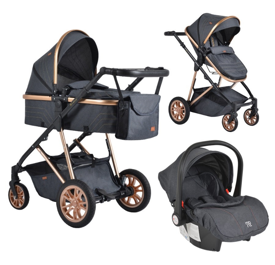 Cangaroo Midas Black 3-in-1 Combi Kinderwagen incl. Autostoel