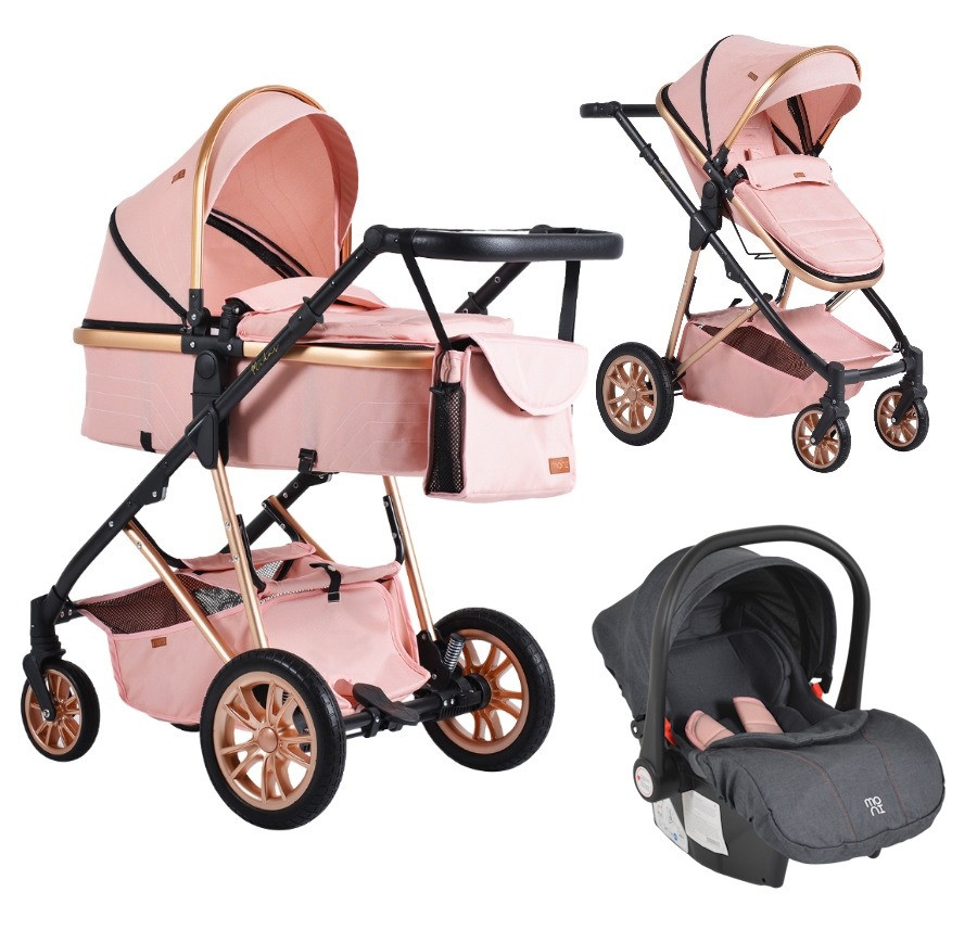 Cangaroo Midas Pink 3-in-1 Combi Kinderwagen incl. Autostoel