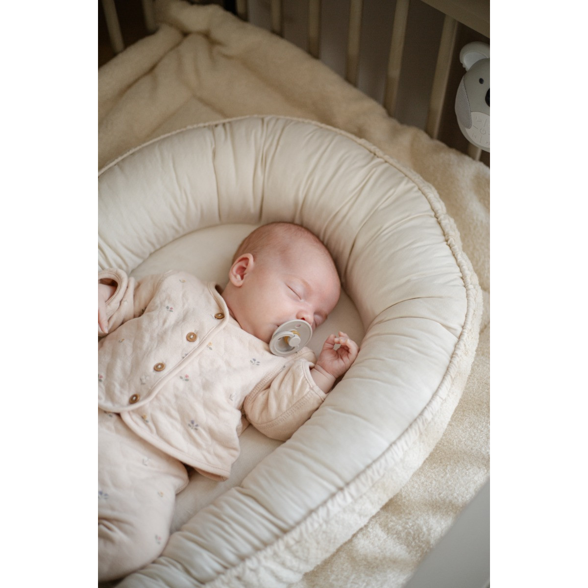 MamaLoes Teddy Boucle Naturel Omkeerbaar Babynest & Omkeerbaar Boxkleed