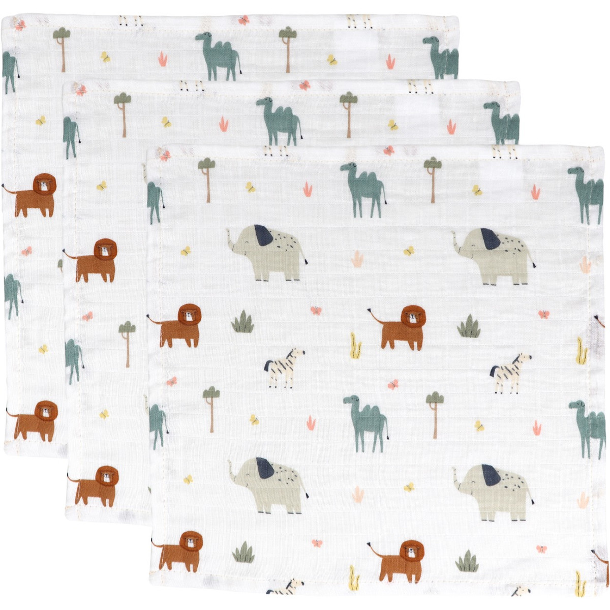 MamaLoes Jungle 30 x 30 cm 3 Stuks Hydrofiel Monddoekjes