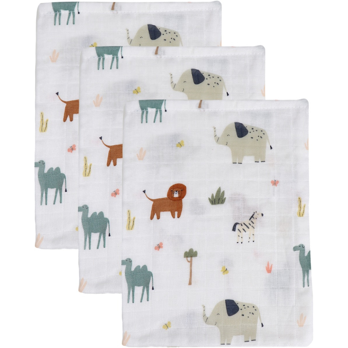 MamaLoes Jungle 15 x 21 cm 3 Stuks Hydrofiel Washandjes