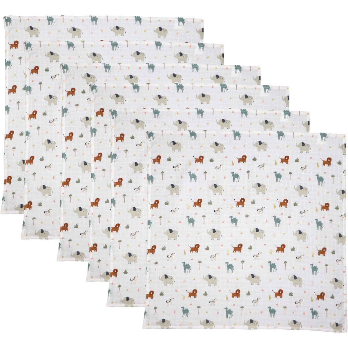MamaLoes Jungle 70 x 70 cm 6 Stuks Hydrofiel Multidoek