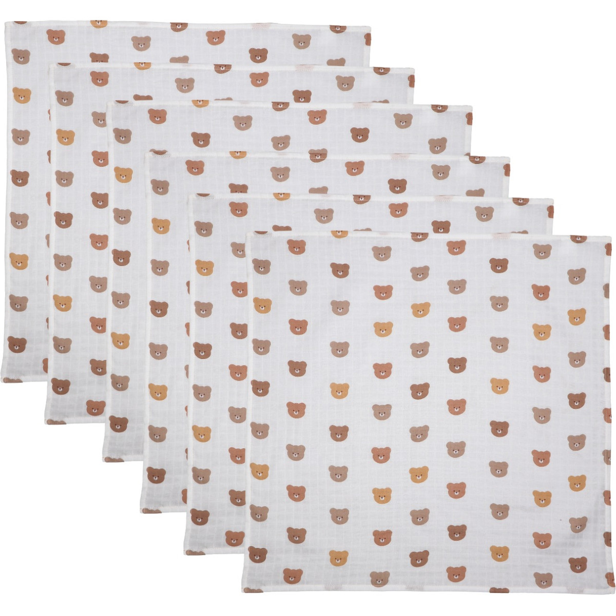MamaLoes Beertjes 70 x 70 cm 6 Stuks Hydrofiel Multidoek