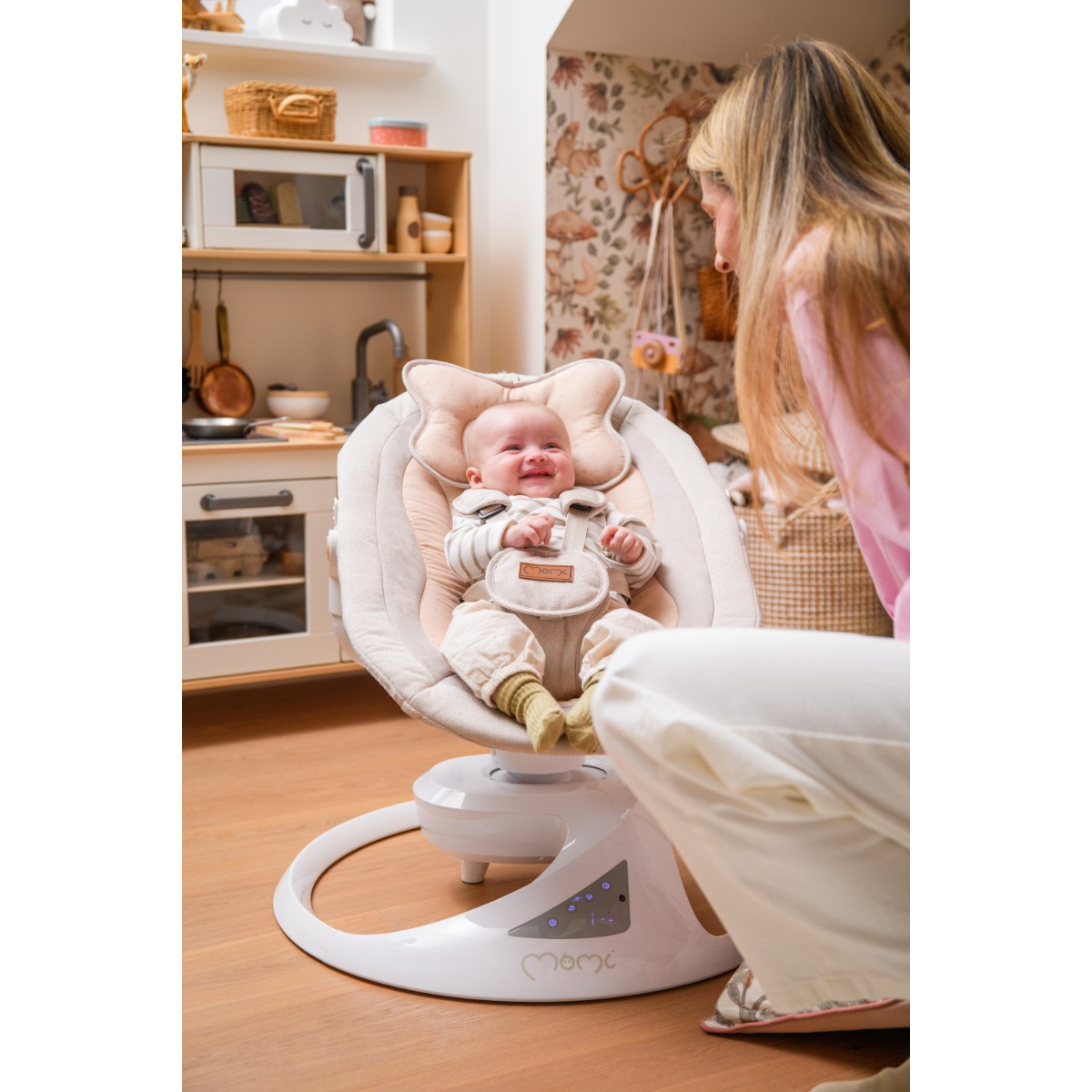 Momi Pearl Beige Elektrische Babyschommel