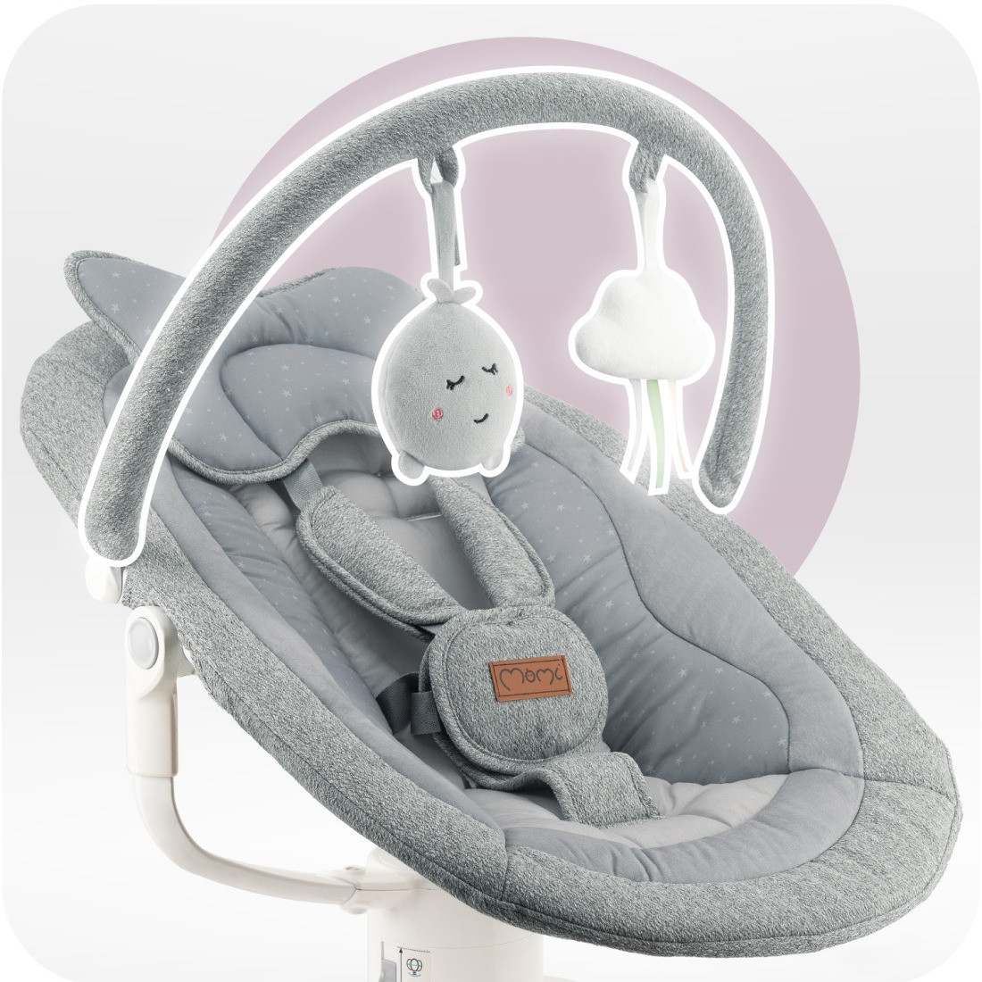 Momi Pearl Grey Elektrische Babyschommel