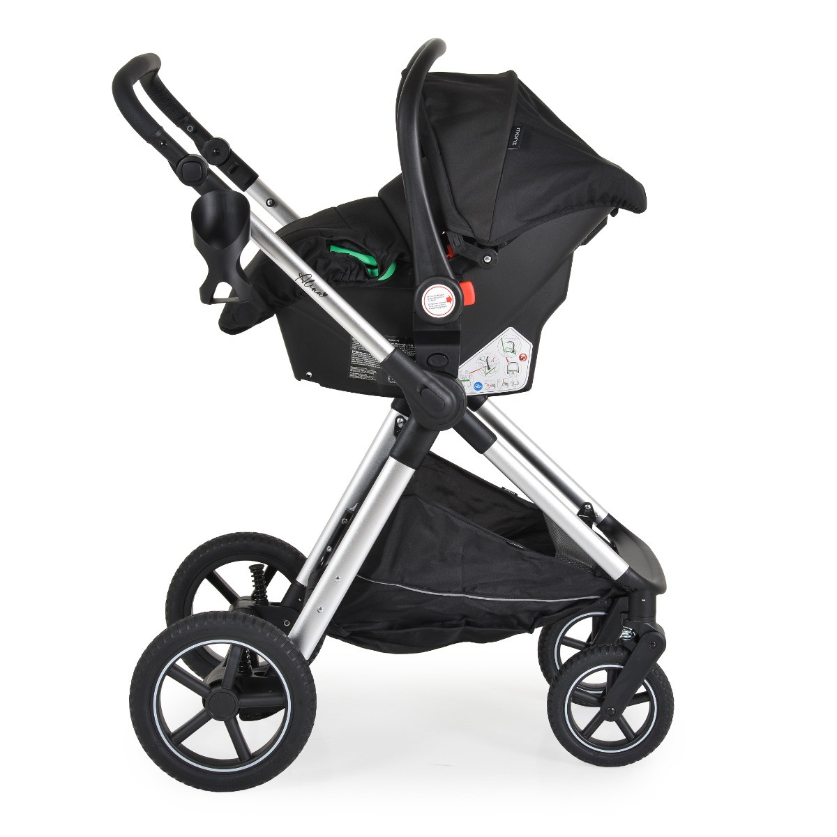 Moni Alina Black Onyx 3-in-1 Combi Kinderwagen met i-Size Autostoel