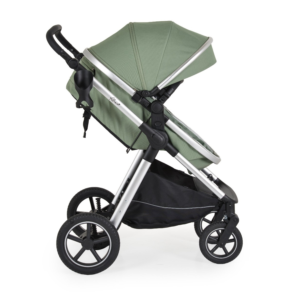 Moni Alina Dark Green 3-in-1 Combi Kinderwagen met i-Size Autostoel