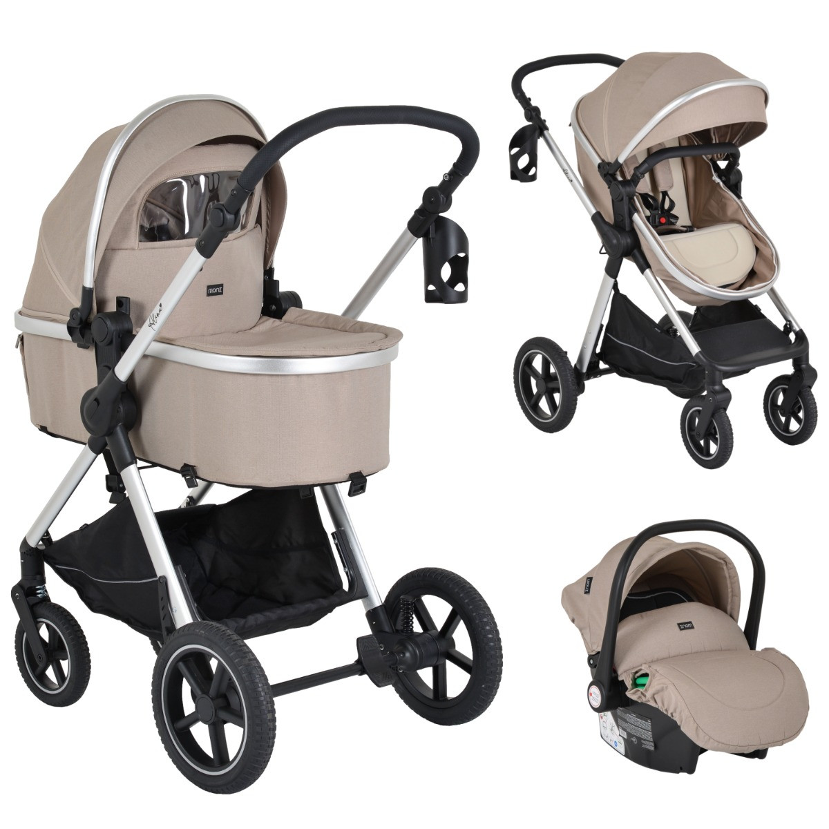 Moni Alina Seed Pearl 3-in-1 Combi Kinderwagen met i-Size Autostoel