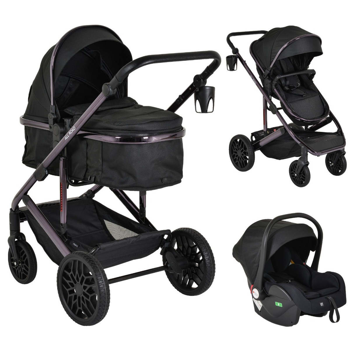 Moni All Road Black 3-in-1 Combi Kinderwagen met i-Size Autostoel