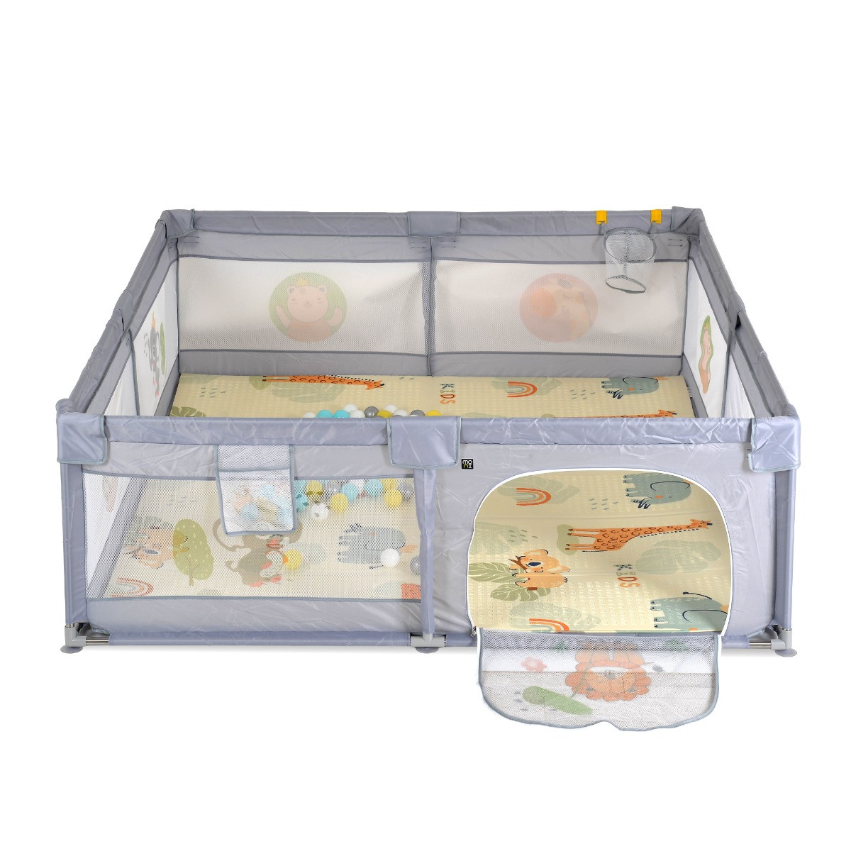 Moni GameZone Grey 200 x 180 cm Speelkleed / Box / Ballenbak