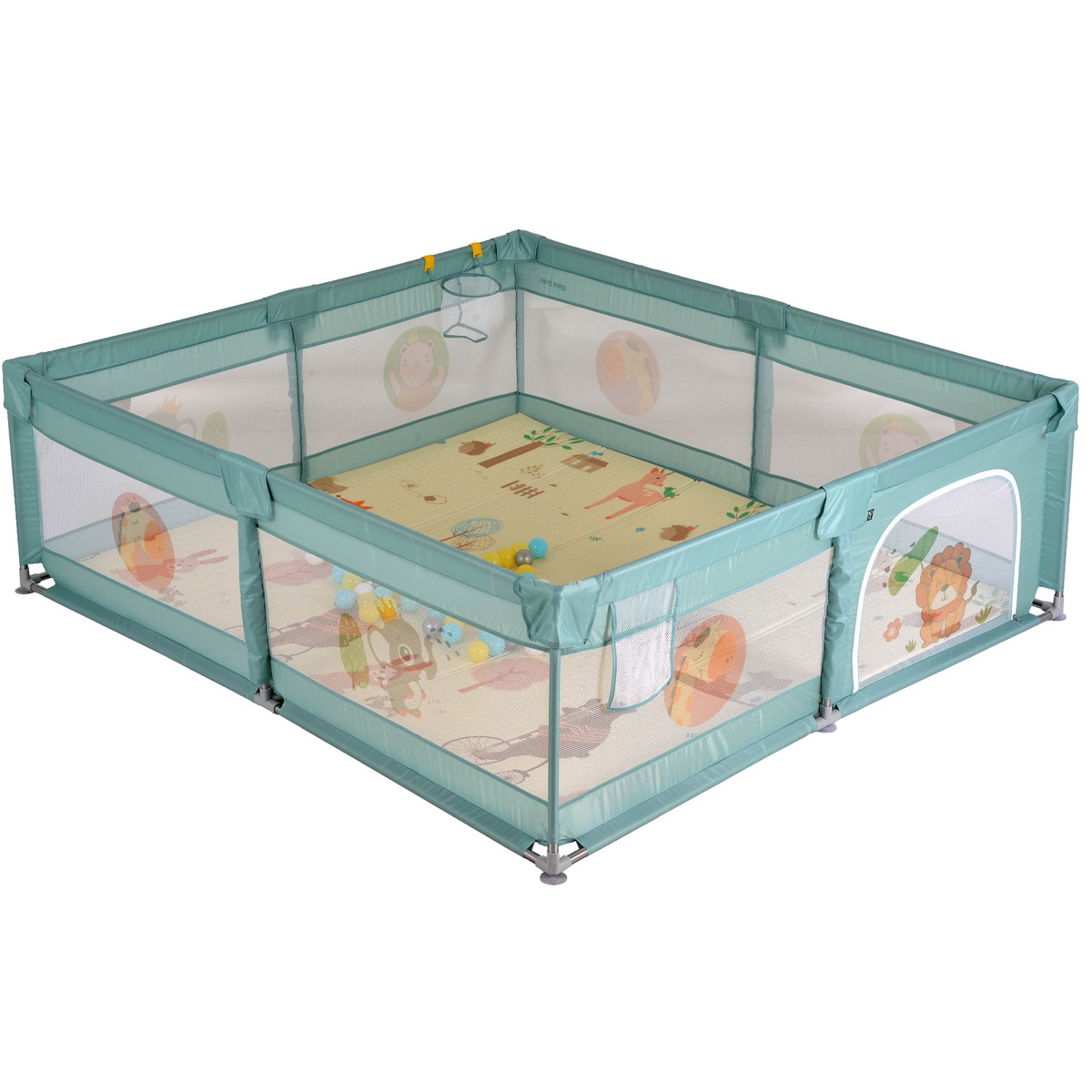 Moni GameZone Mint 200 x 180 cm Speelkleed / Box / Ballenbak