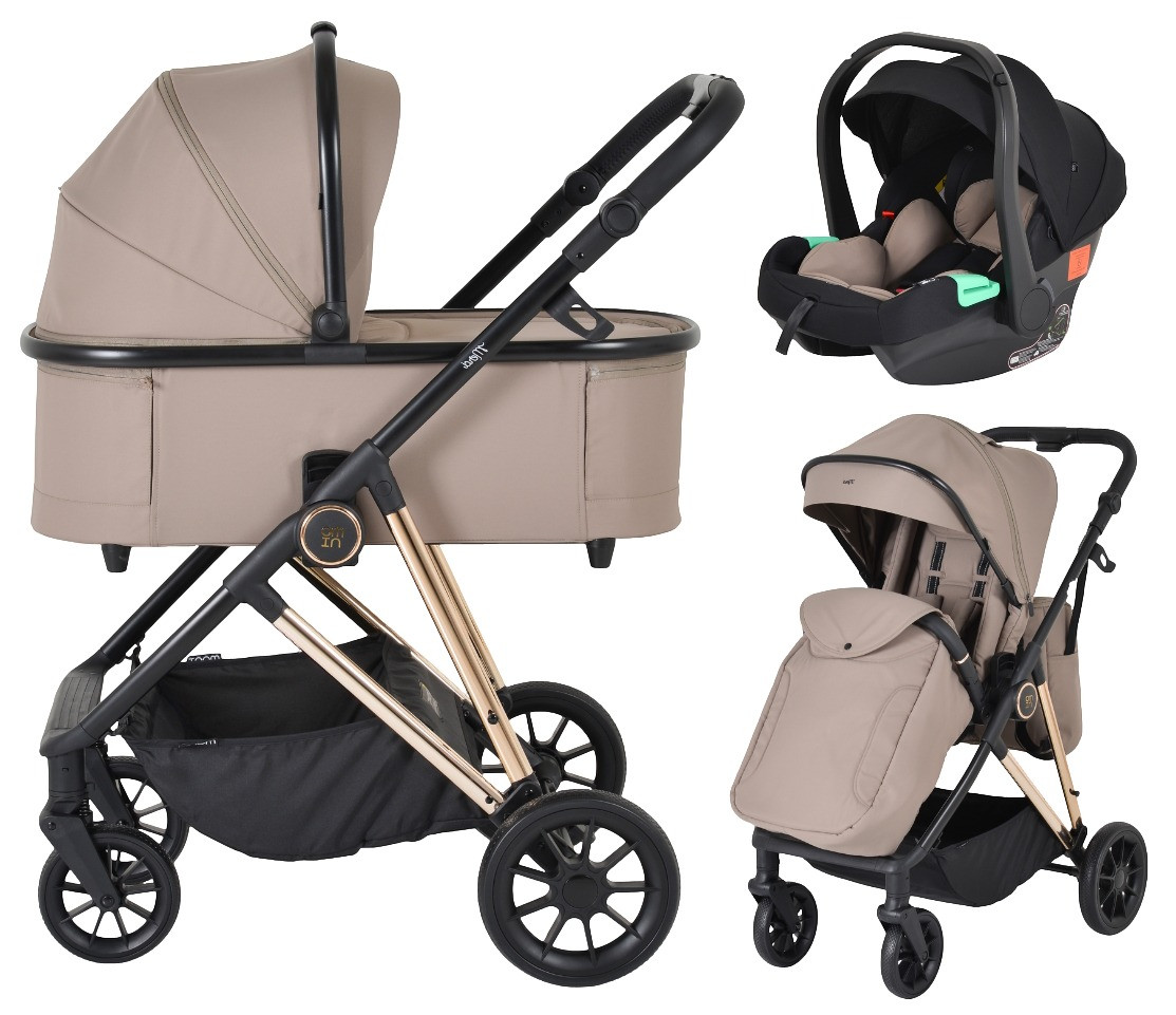Moni Merci Beige 3-in-1 Kinderwagen met i-Size Autostoel