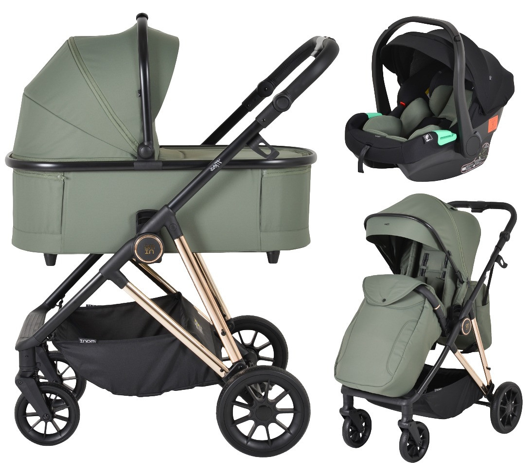 Moni Merci Dark Green 3-in-1 Kinderwagen met i-Size Autostoel