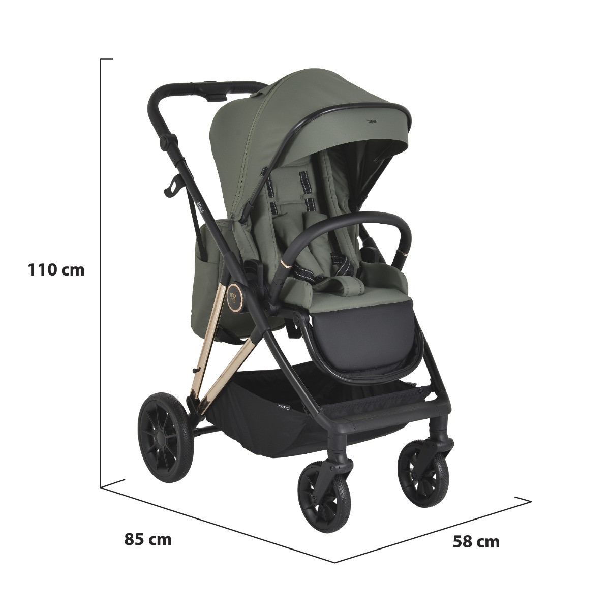 Moni Merci Dark Green 3-in-1 Kinderwagen met i-Size Autostoel