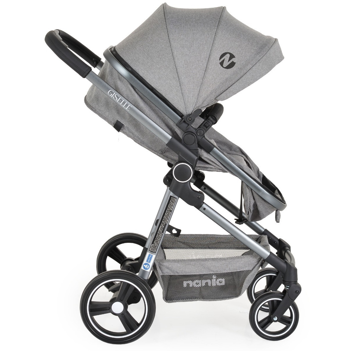 Moni Nania Giselle Grey Combi 3-in-1 Kinderwagen met i-Size Autostoel