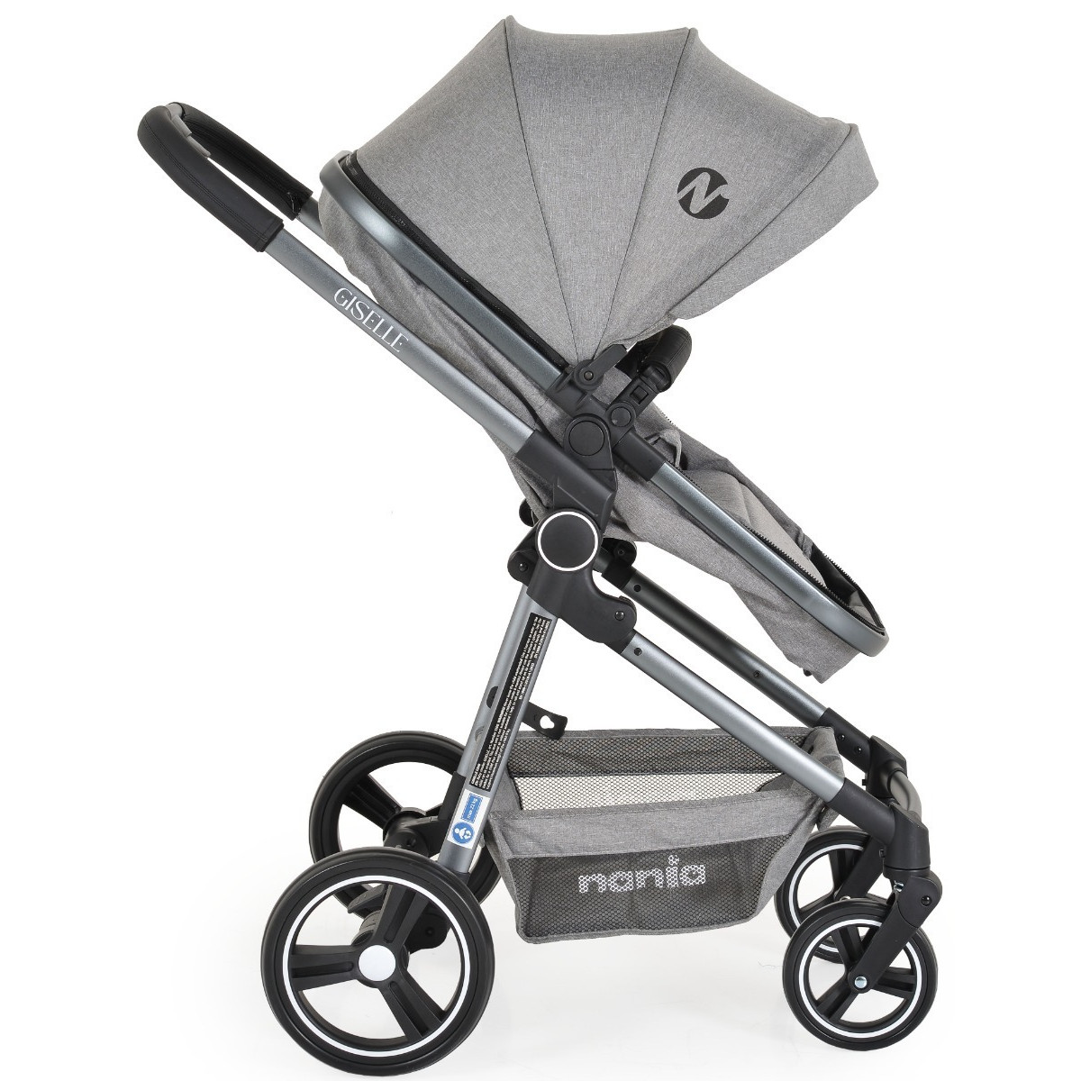 Moni Nania Giselle Grey Combi 3-in-1 Kinderwagen met i-Size Autostoel