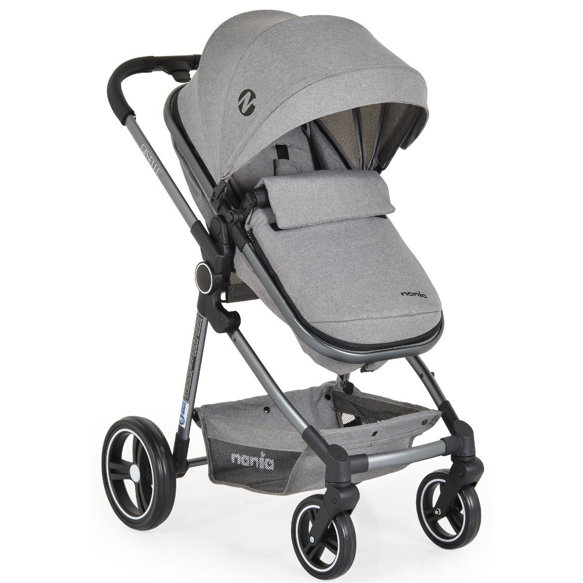 Moni Nania Giselle Grey Combi 3-in-1 Kinderwagen met i-Size Autostoel