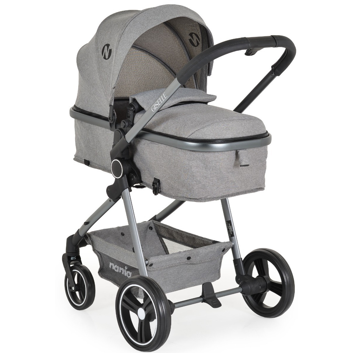 Moni Nania Giselle Grey Combi 3-in-1 Kinderwagen met i-Size Autostoel