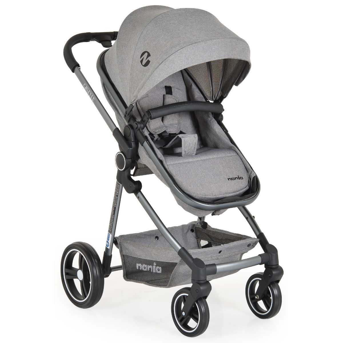 Moni Nania Giselle Grey Combi 3-in-1 Kinderwagen met i-Size Autostoel