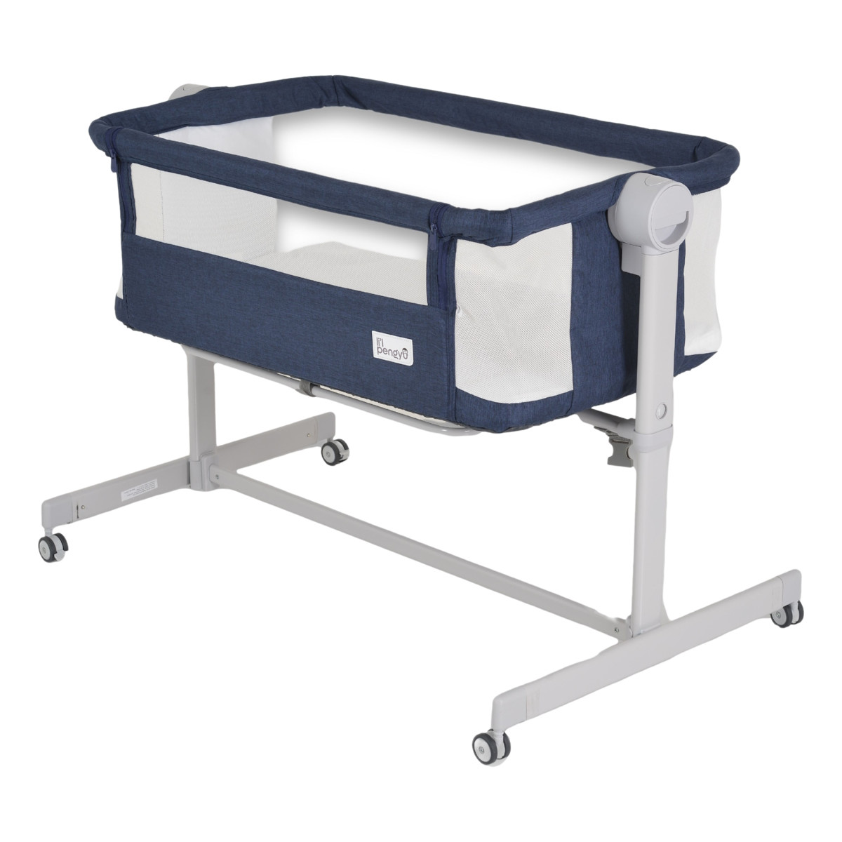 Moni Pengy Blue Wieg aan Bed