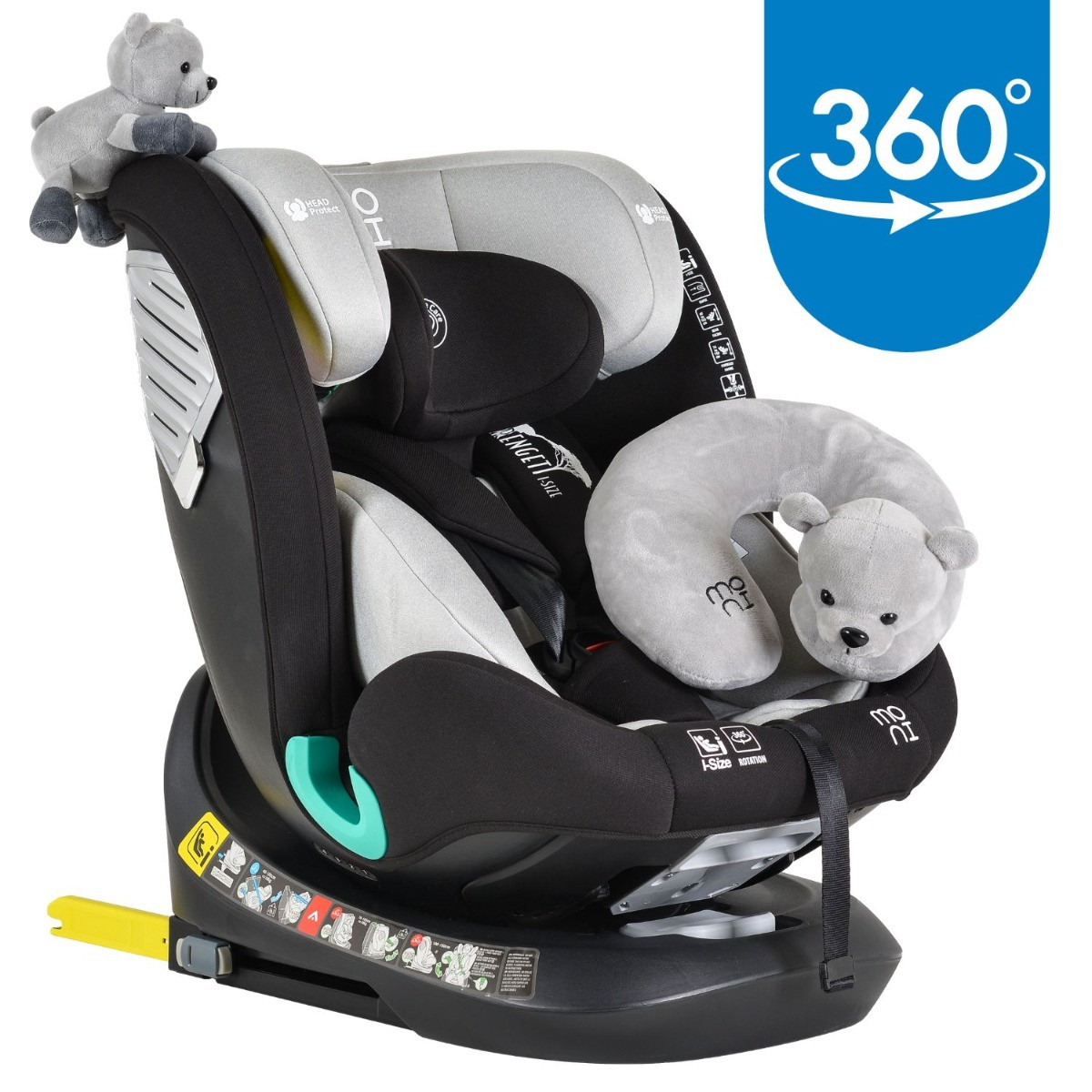 Moni Serengeti Light Grey 40-150 cm i-Size 360° Autostoel