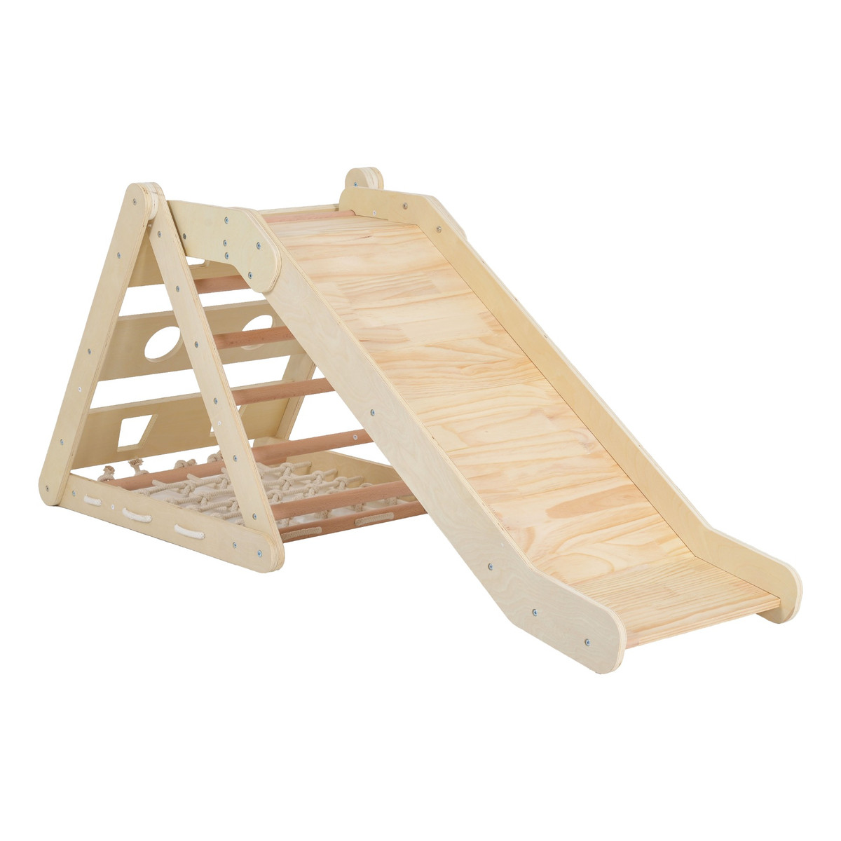 Moni Toys Montessori 3-in-1 Houten Klimrek met Glijbaan